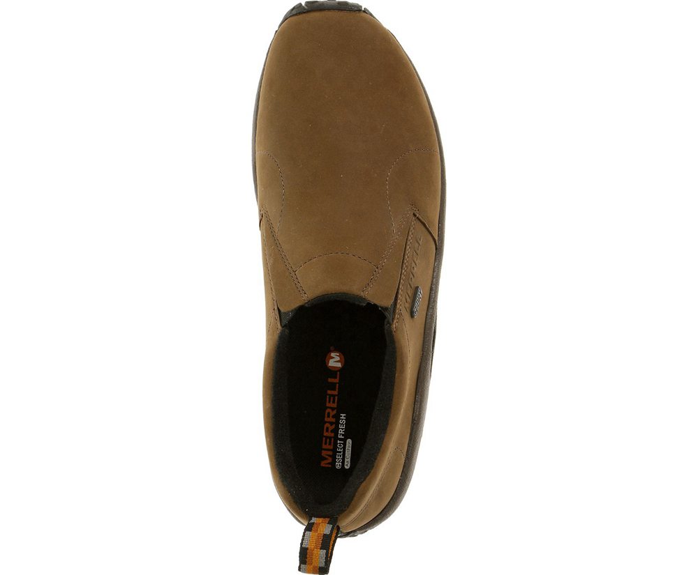 Merrell Slip Ons Brown - Jungle Moc Nubuck Waterproof Wide Width - Mens 17GDCSZKH